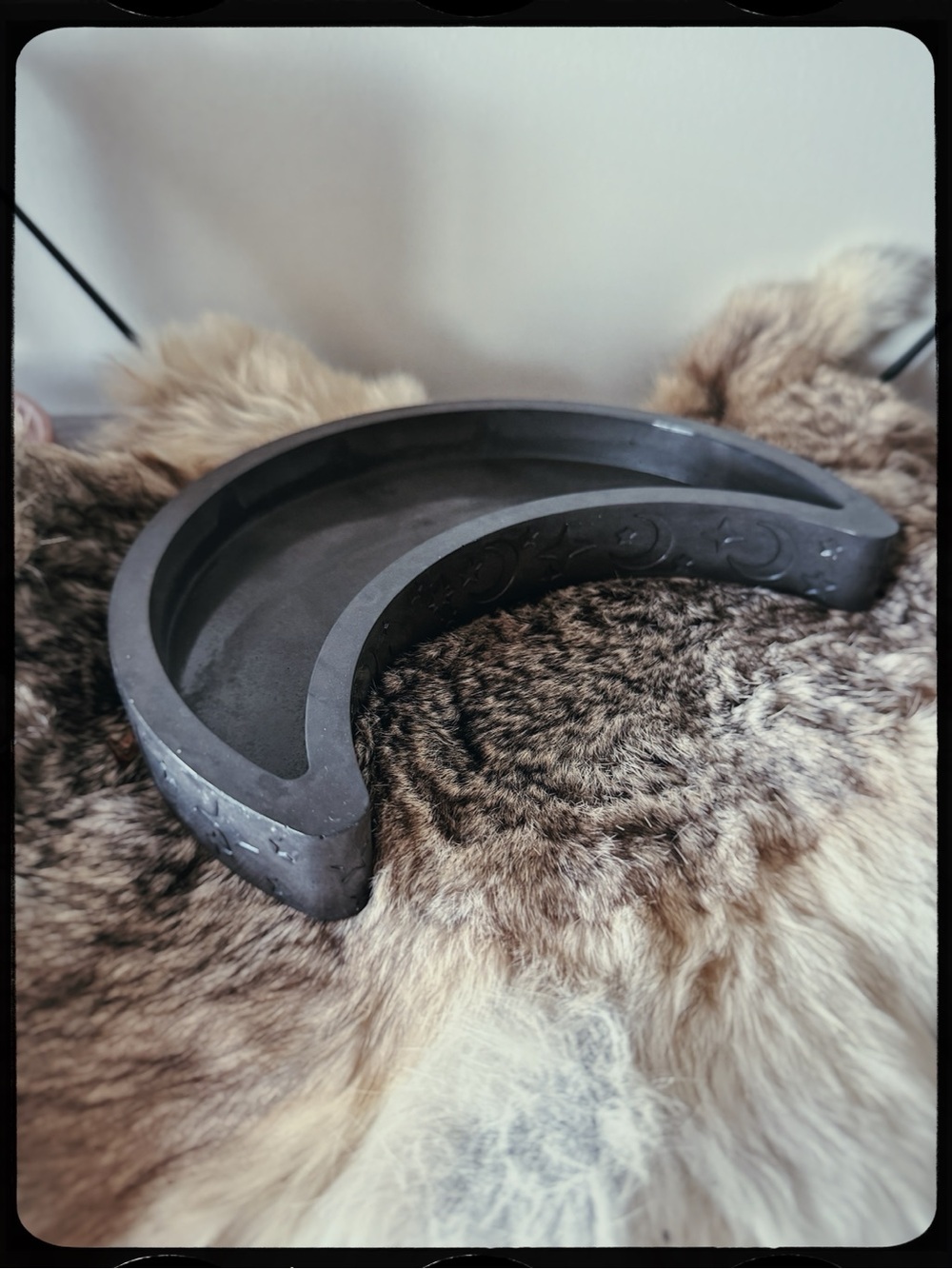 Crescent Black Stone Tray